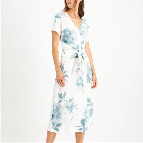 Alfani Mothers Day Button Up Front Tie Midi Dress Size M - Picture 3 of 13